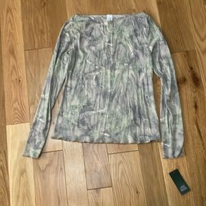 NWT Wild Fable camo Long Sleeve sheer mesh top 1X